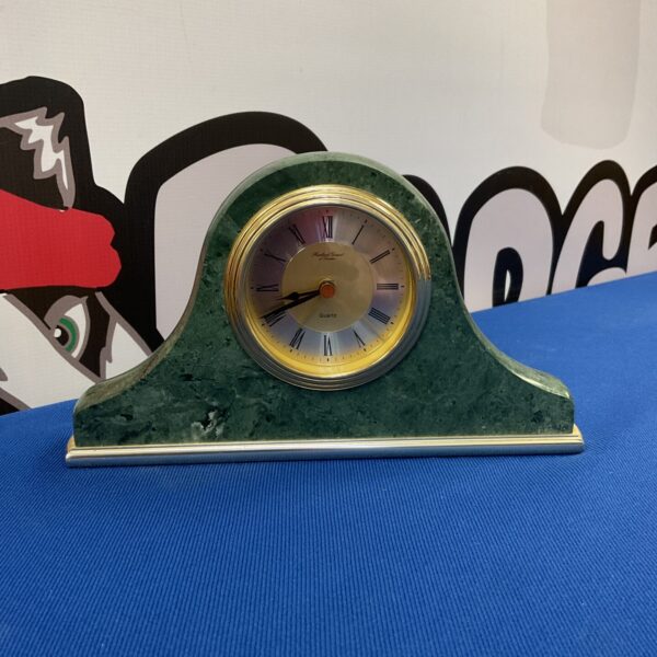 Vintage Robert Grant green marble quartz clock on display.