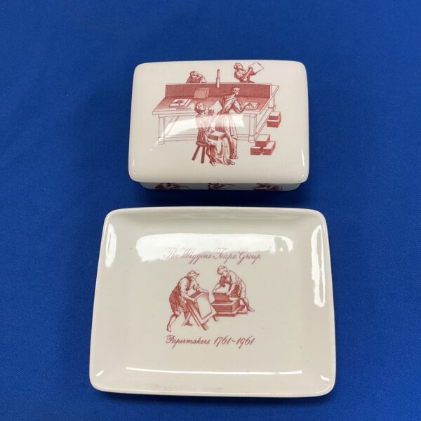Vintage Wedgwood Wiggins Teape dish depicting paper-makers.