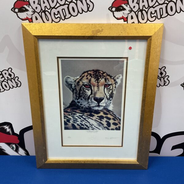 Limited edition Fuz Catorio cheetah print in a gilt frame.