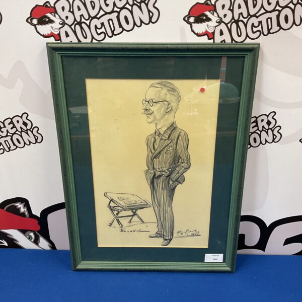 Original Pal Rooney caricature of Johnnie, vintage illustration.
