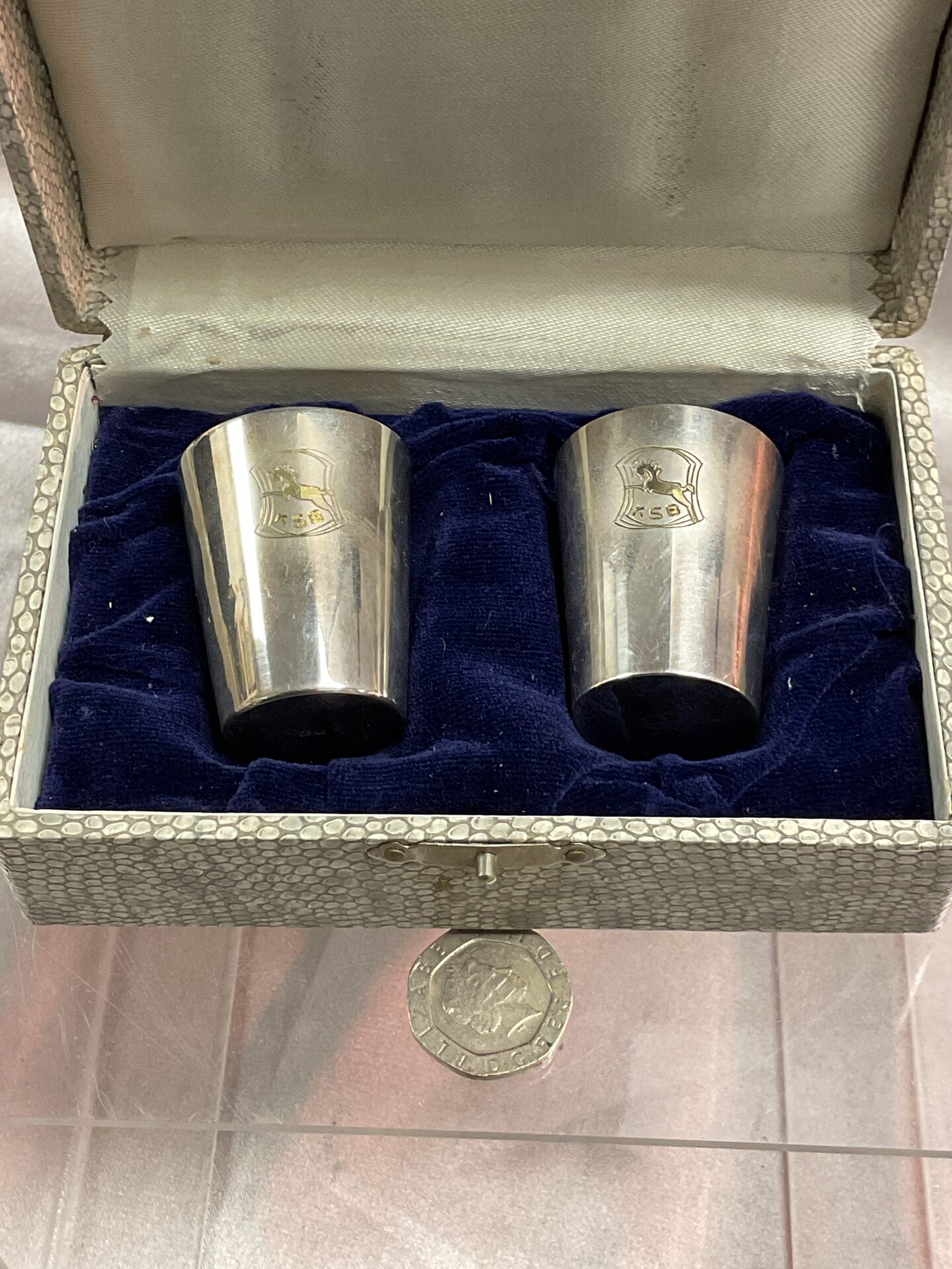 768 Pair of Chinese silver gilt lined cups