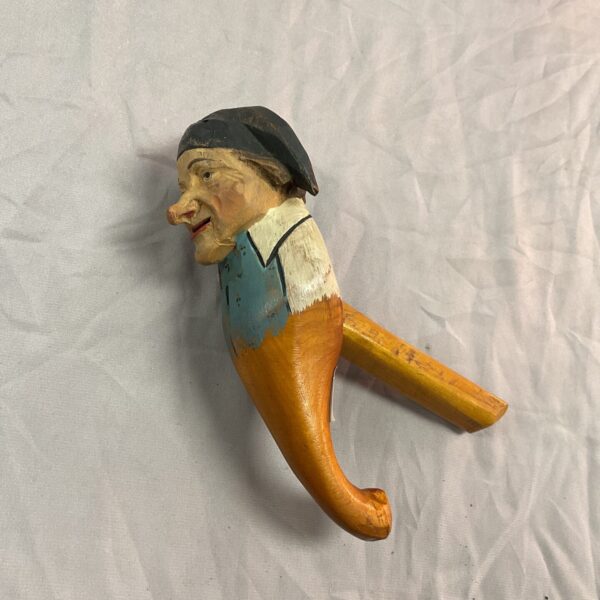 Vintage French nutcracker carved wood peasant figure.