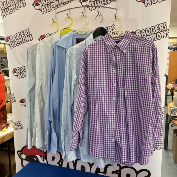 Charles Tyrwhitt shirt lot of five medium patterned dress shirts.