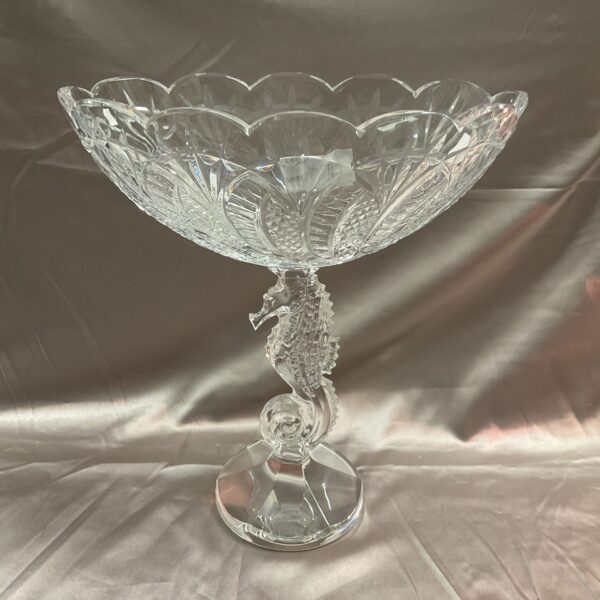 Large Waterford Crystal seahorse centrepiece bowl 30cm high