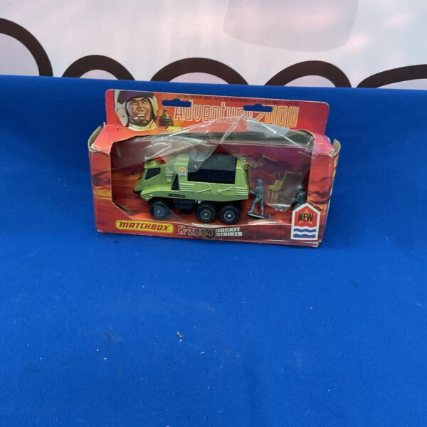 Boxed vintage Matchbox K-2004 Rocket Striker diecast toy vehicle.