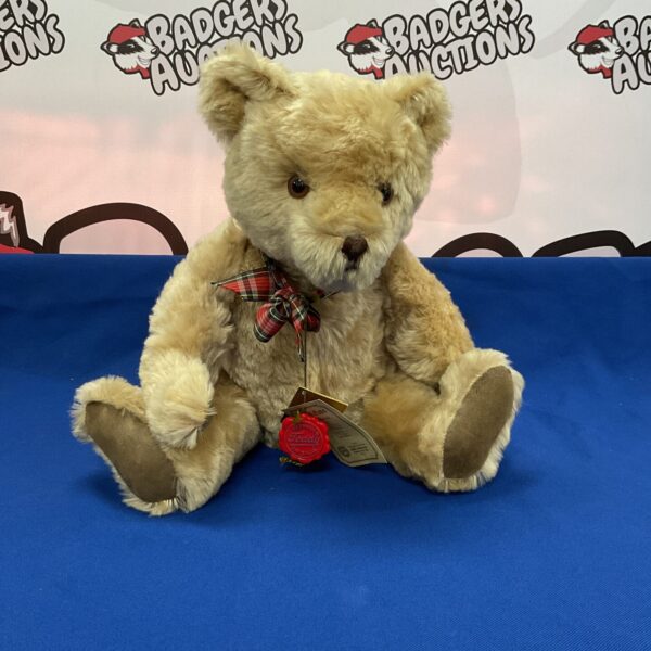 Front view of limited edition Hermann teddy bear with tags.