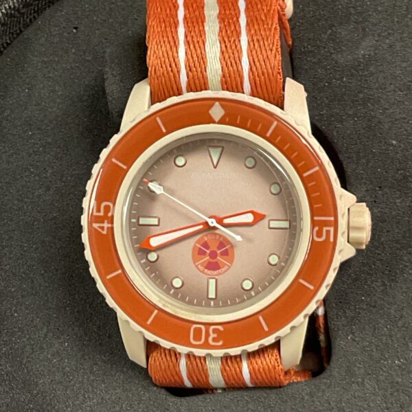 Front view of the Blancpain Scuba Fifty Fathoms Bioceramic Arctic Ocean watch.