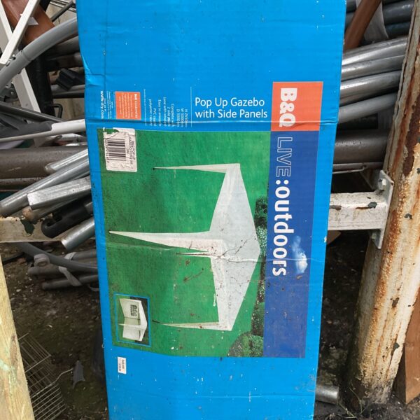 Used B&Q garden gazebo, 3m x 3m, providing outdoor shade.