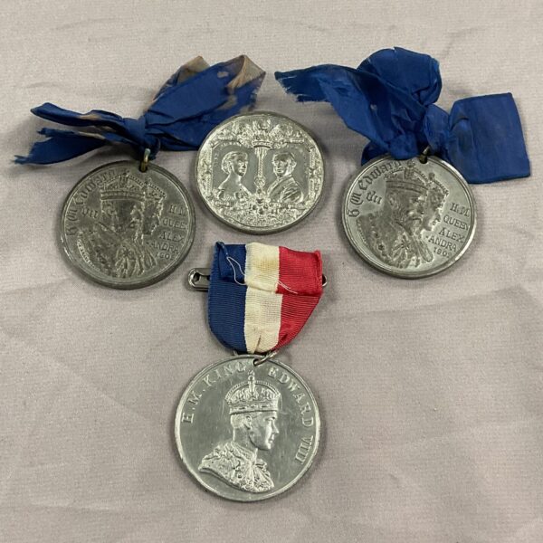 Group of Edward VII coronation and wedding medals, antique silver.