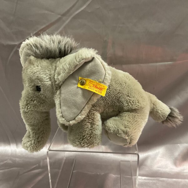 Vintage Steiff elephant toy, soft plush, collectible animal.