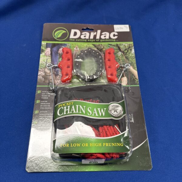 Darlac pocket chain saw in used condition, ideal for outdoor use.