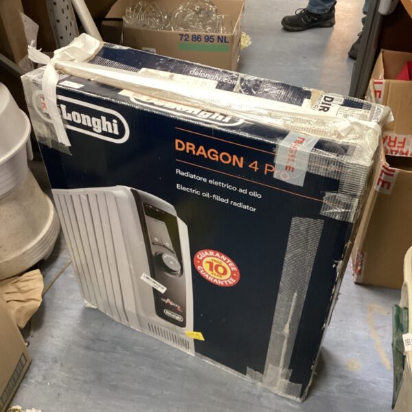 Delonghi Dragon 4 Pro radiator in original packaging, vintage heater.