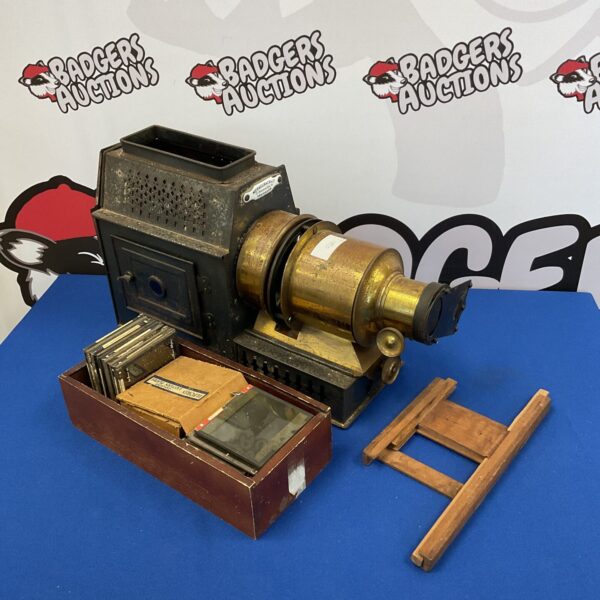 Antique Merkelbach & Co magic lantern projector, a Victorian optical device.