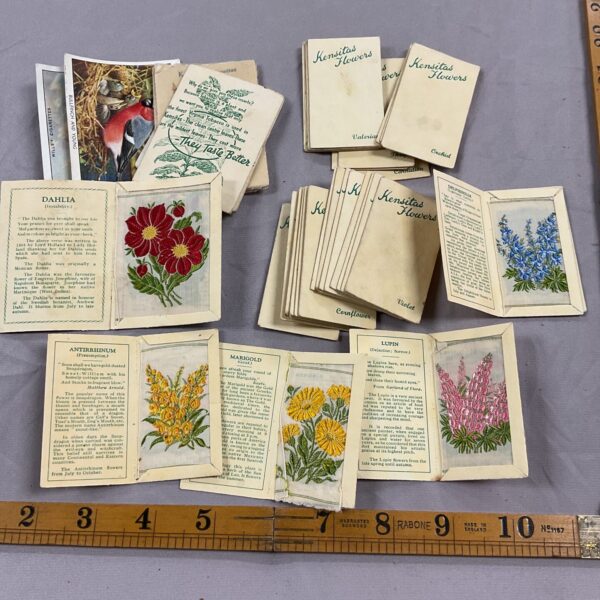 Vintage Kensitas silk flower cards, a collectible floral collection.