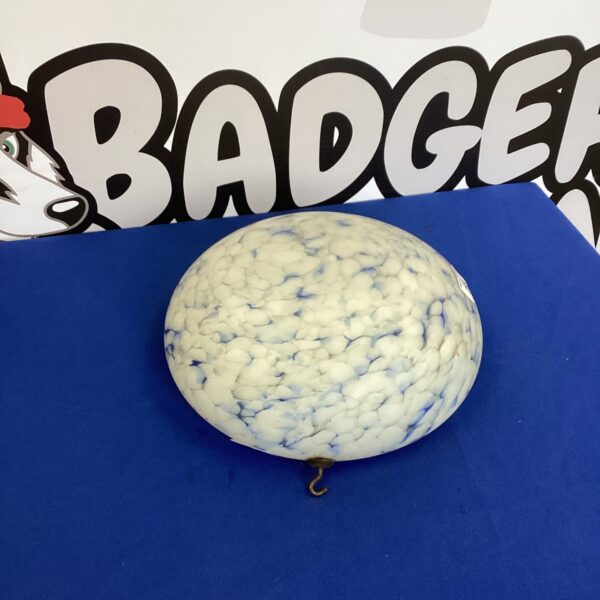 Vintage blue and white glass lampshade for ceiling lights.
