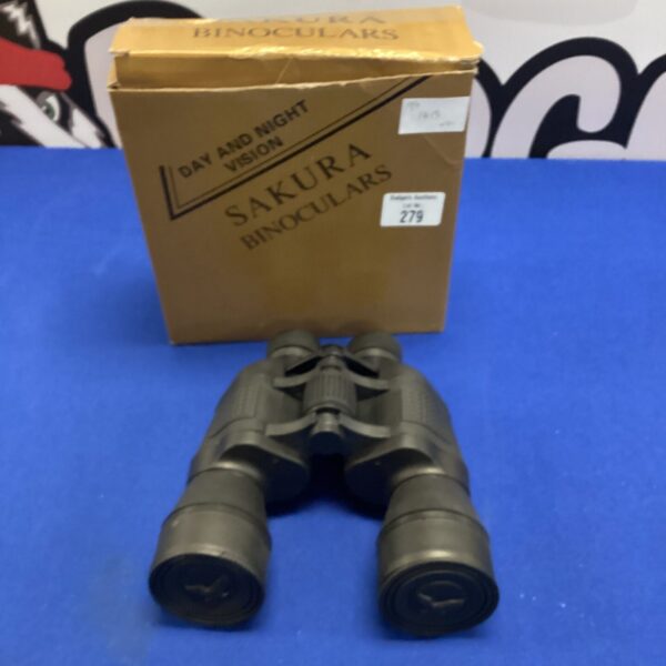 Vintage Sakura binoculars, day and night vision optics.