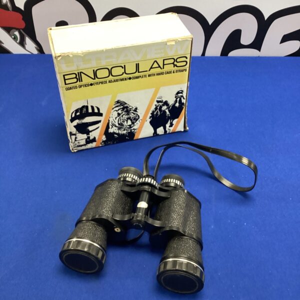 Vintage Ultraview binoculars with adjustable eyepieces, a classic optical instrument.