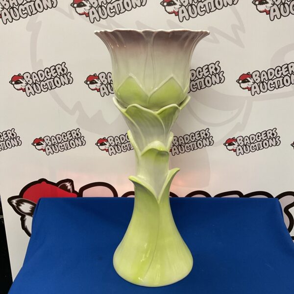Vintage porcelain tulip jardiniere pot stand for floral displays.