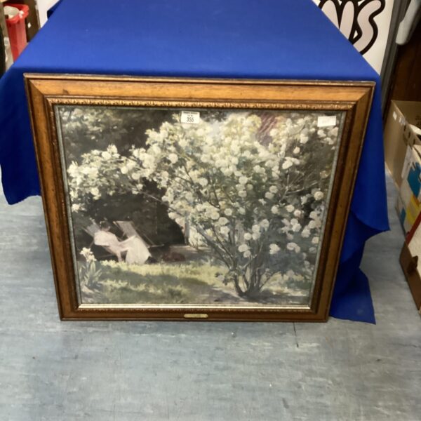Vintage framed P S Kroyer rose print for wall decor.