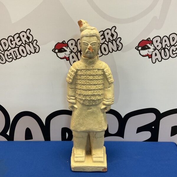 Detailed terracotta warrior statue, a Chinese historical replica.