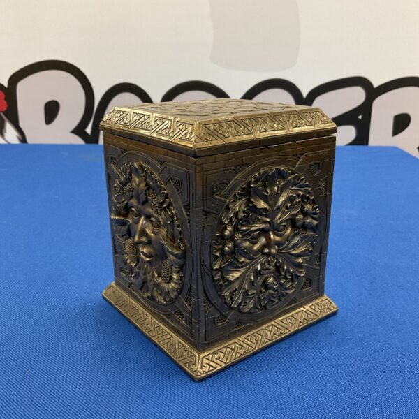 Detailed Nemesis Now Green Man trinket box with antique finish.