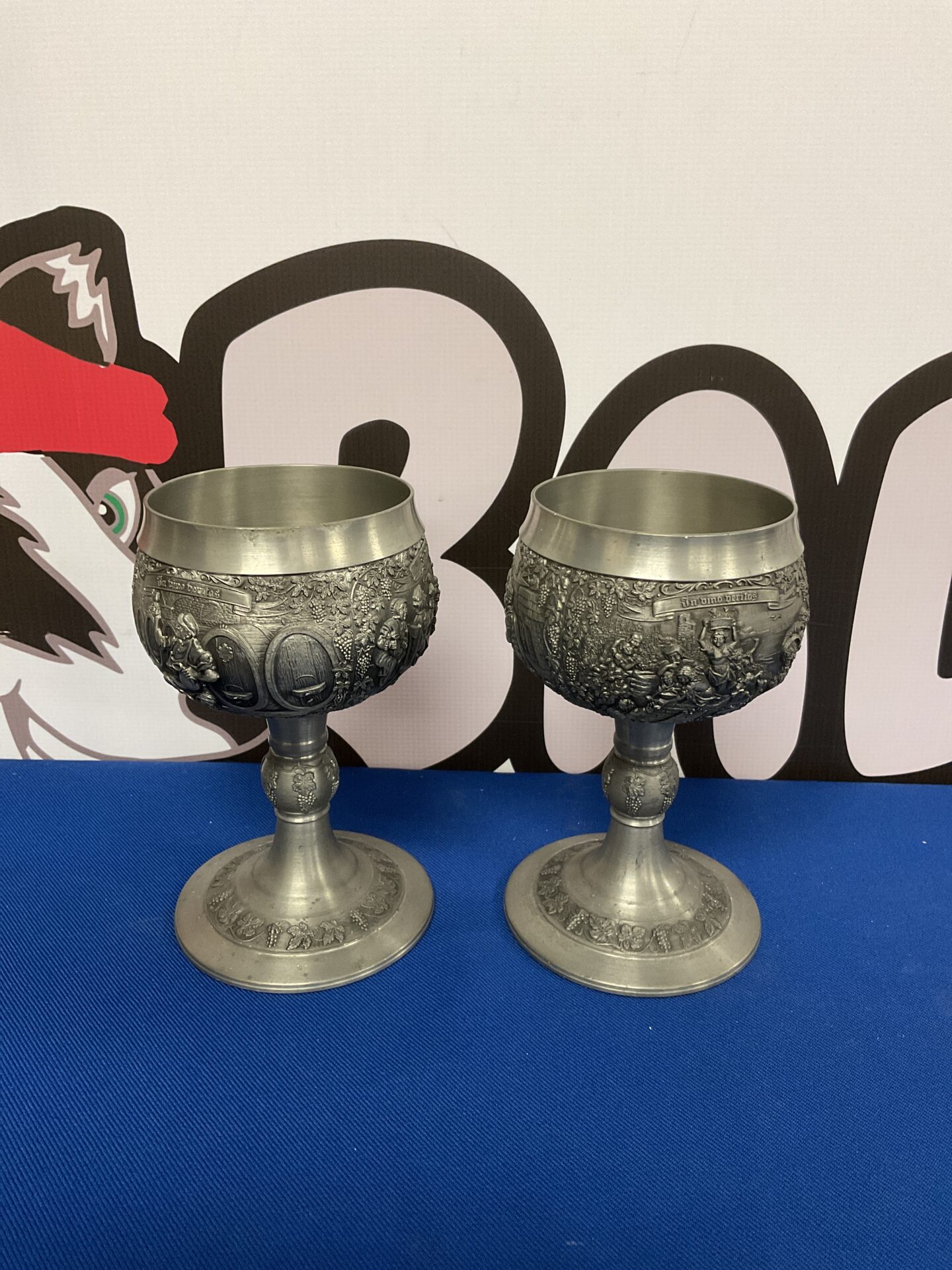 045 Pair of german lebensmittelecht creations pewter goblets