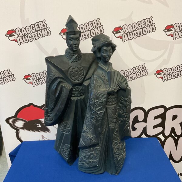 Detailed vintage Japanese couple sculpture by Alexander Danel.
