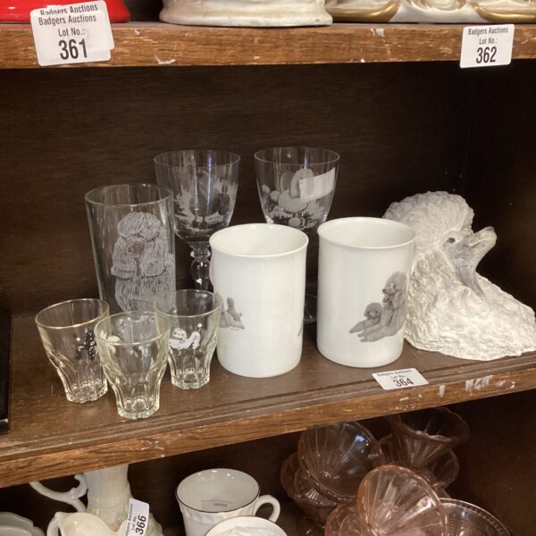 Vintage poodle glasses and mugs collection for collectors.