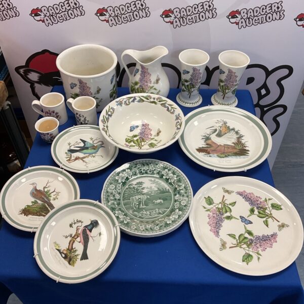 Vintage Portmeirion and Spode pottery collection with floral designs.