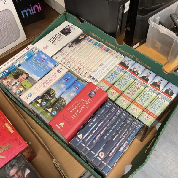 Collection of DVD box sets including Midsomer Murders and Miss Marple series.