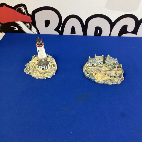 Jane Hart Danbury Mint seaside scene with lighthouse and coastal details.