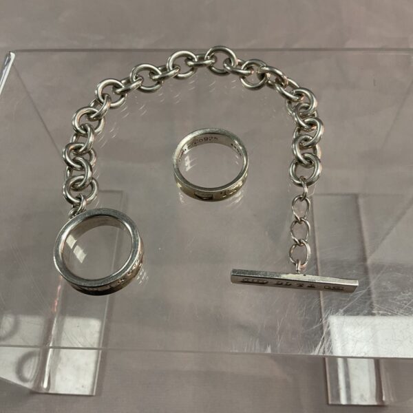 Tiffany & Co T bar bracelet and matching ring in 925 silver.