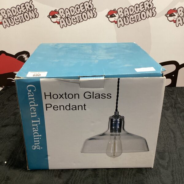 New Hoxton glass pendant light, model 680, in original box.