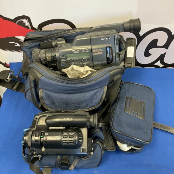 Sony Handycam camcorder lot in a carrying case.