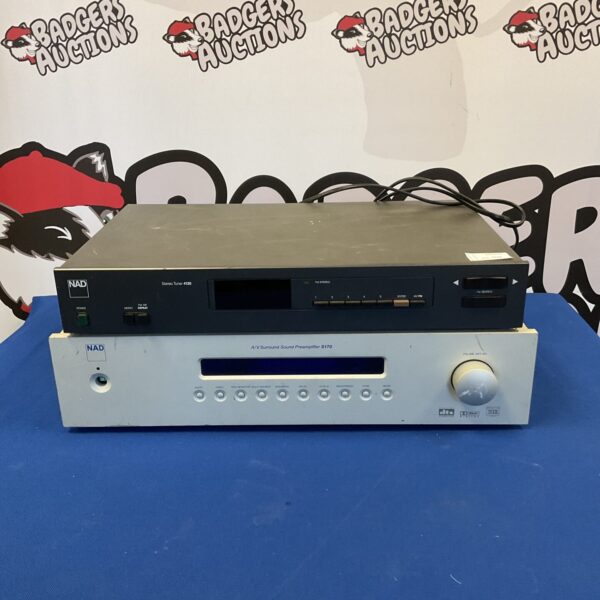 Vintage NAD 4130 tuner and S170 preamp, classic audio equipment.