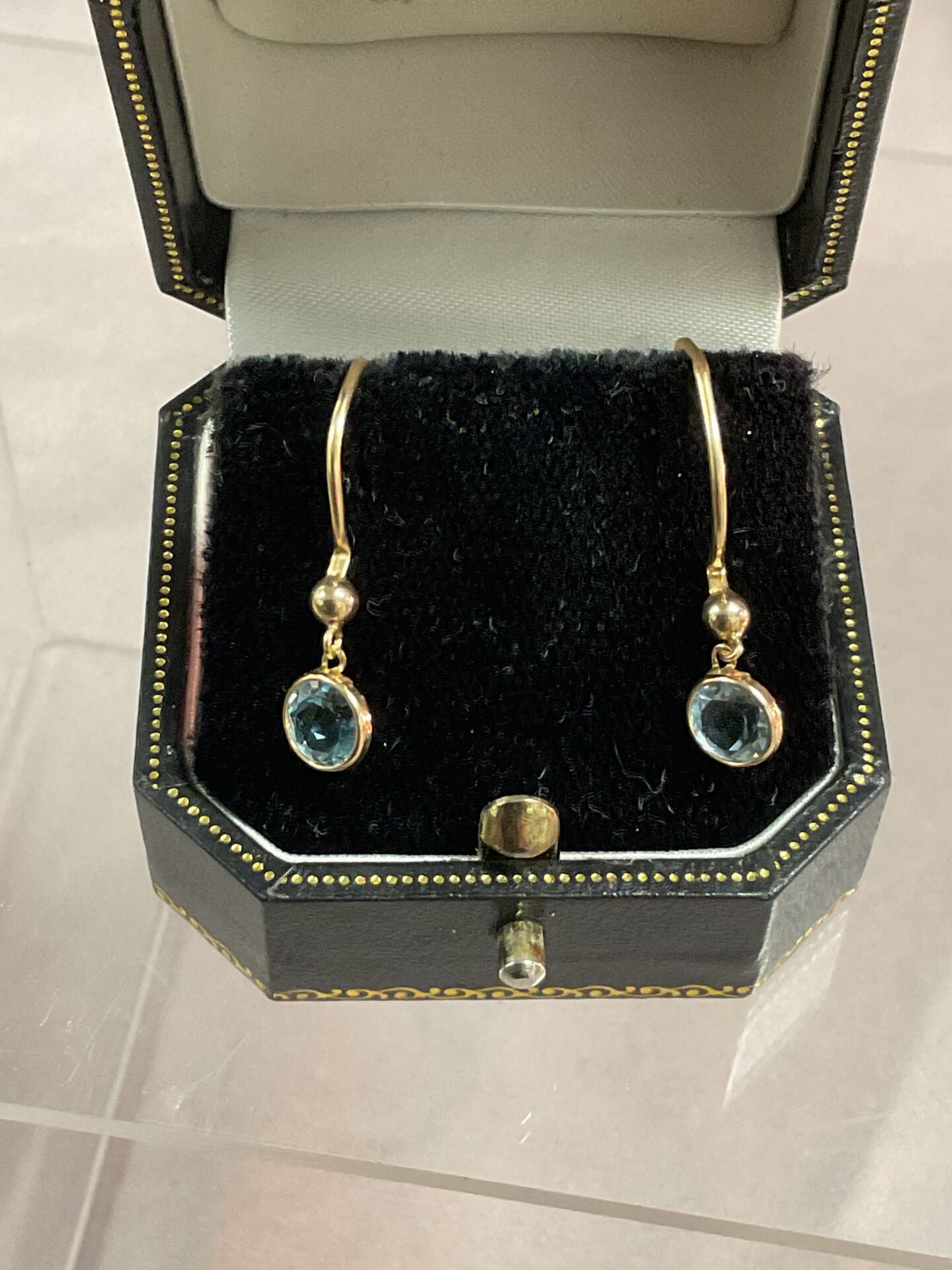 956 Pair of 14ct Gold Aquamarine earrings Xrf Tested