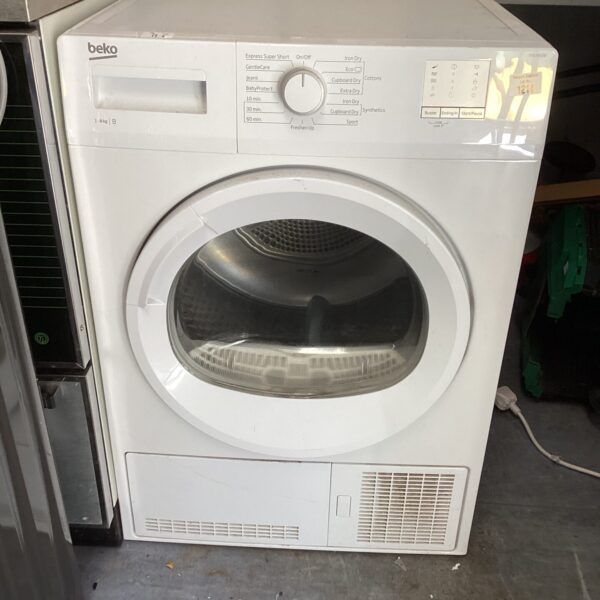 White Beko tumble dryer for laundry, used condition.