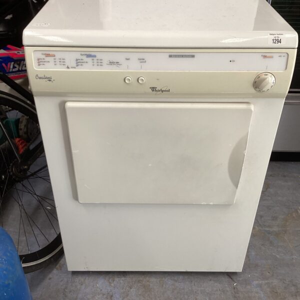 Vintage Whirlpool tumble dryer model 1294 for laundry.