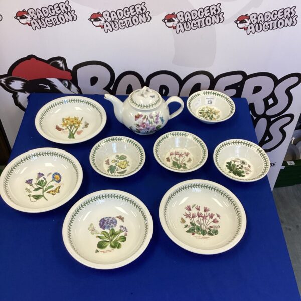 Vintage Portmeirion Botanic Garden pottery bowls and teapot collection.
