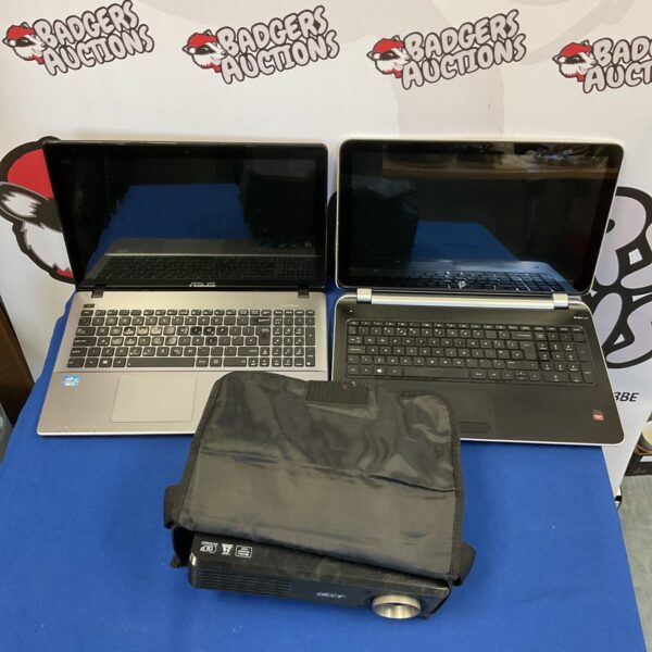 Laptop and projector bundle for sale, used electronics.