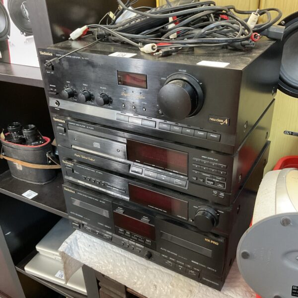 Vintage Technics hi-fi separates system, amplifier and tuner unit.