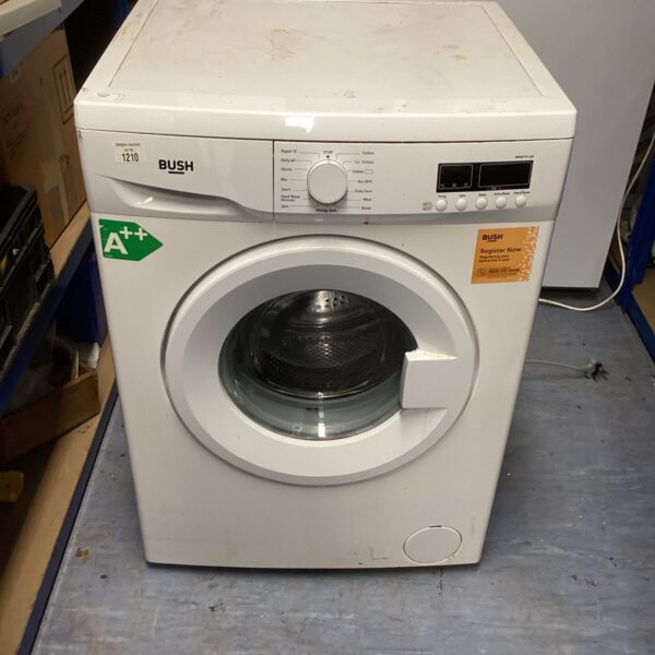 White Bush WMDF814W washing machine, front view, for restoration.