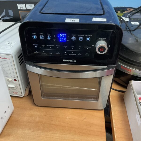 Digital Emtronics air fryer oven for convenient kitchen cooking.