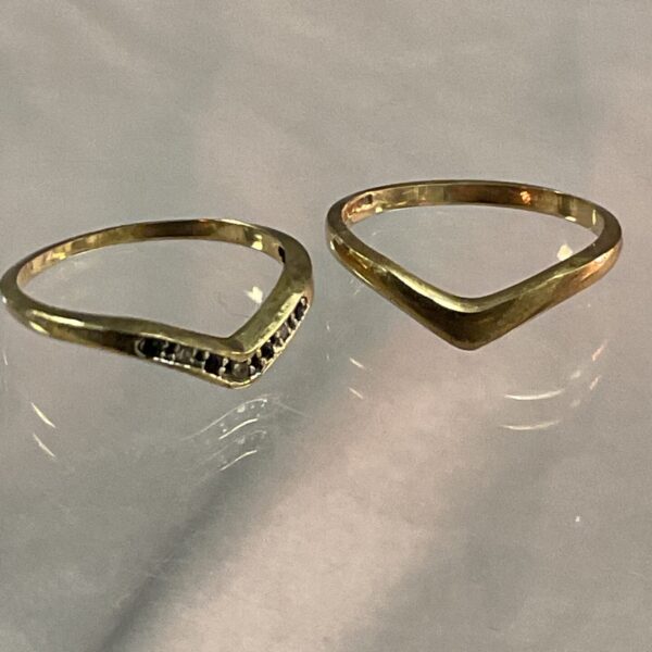 Sparkling diamond set 9ct gold wishbone ring, elegant jewellery.
