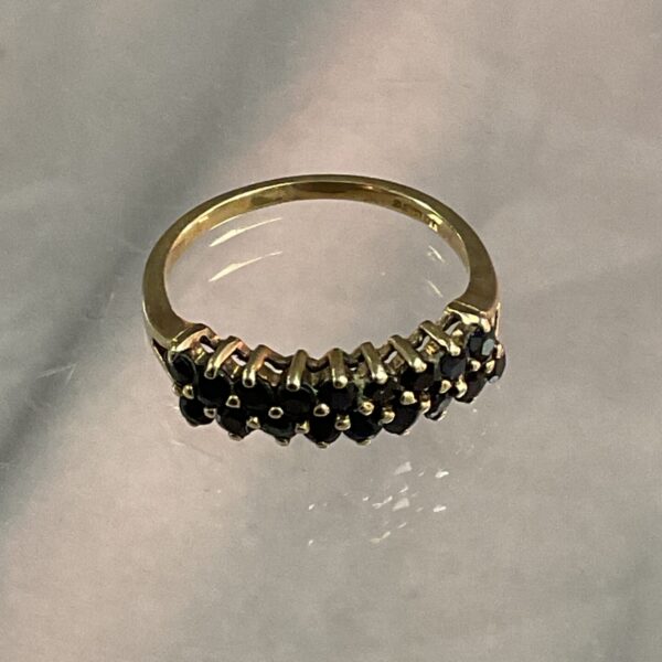 9ct gold ring with black diamonds, elegant jewellery.