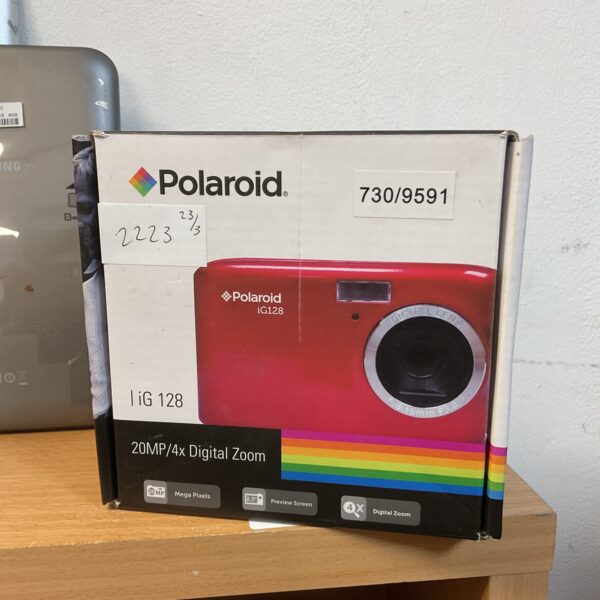 Vintage Polaroid ig128 digital camera for casual photography.