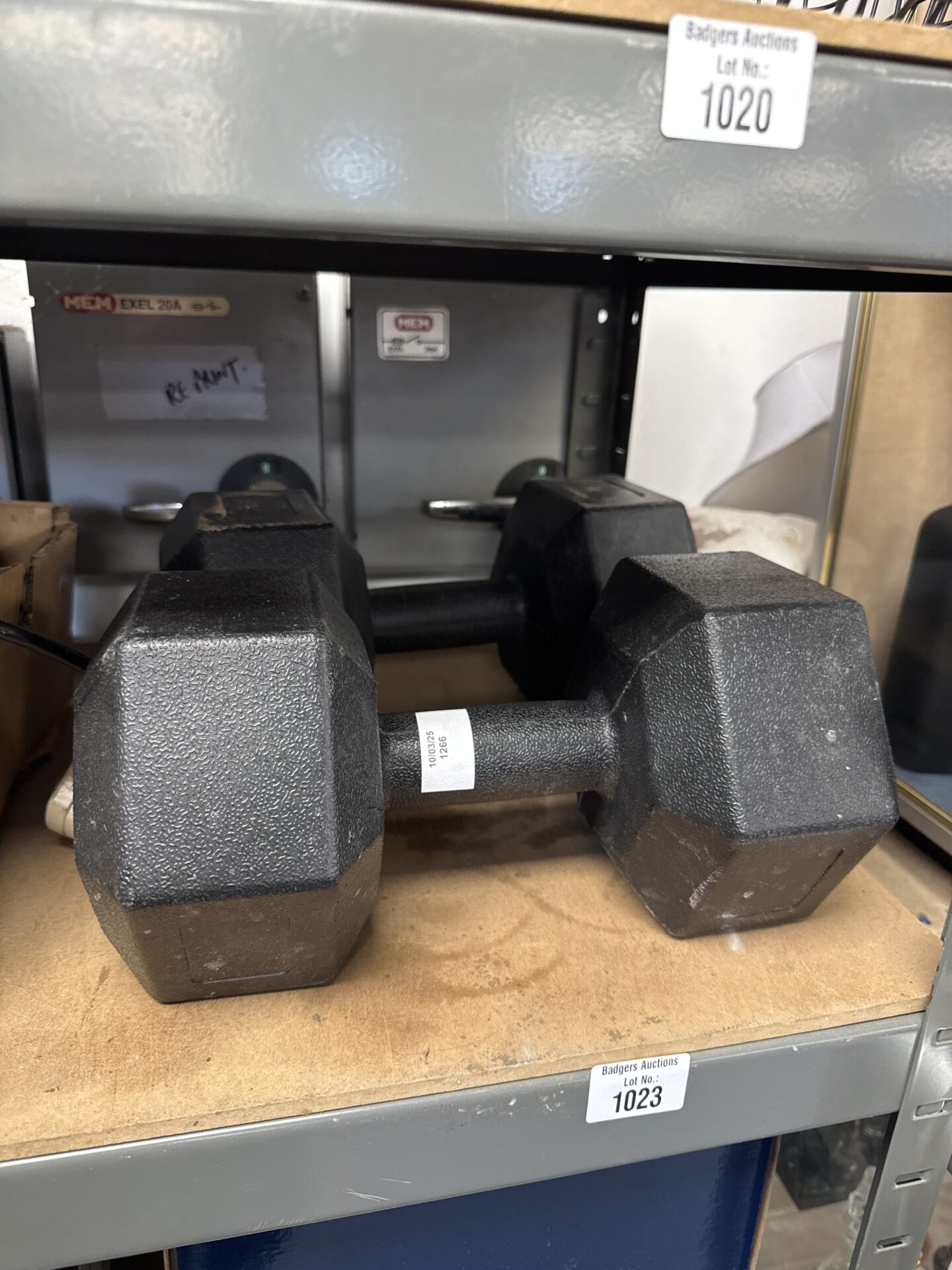 1023 Two 7.5kg vinyl dumbbells