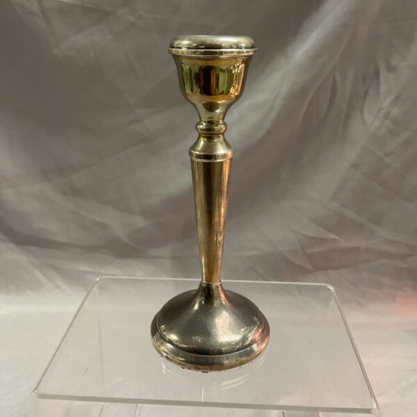 Hallmarked silver candlestick, antique home decor item.