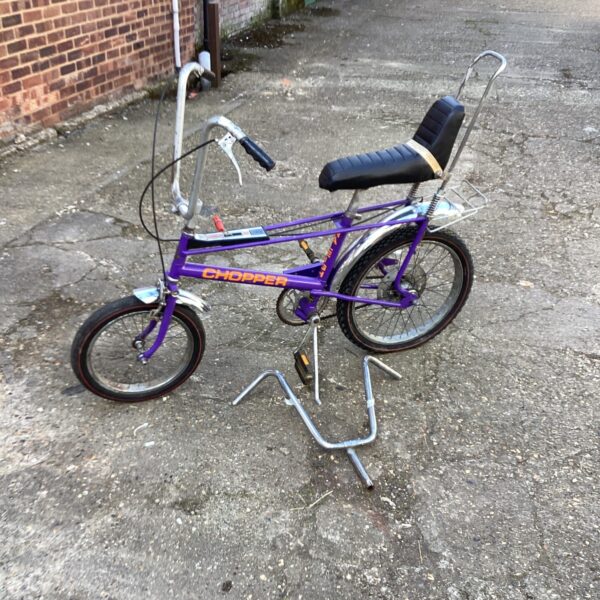 Purple Raleigh Rally Chopper Mk2 vintage bicycle.