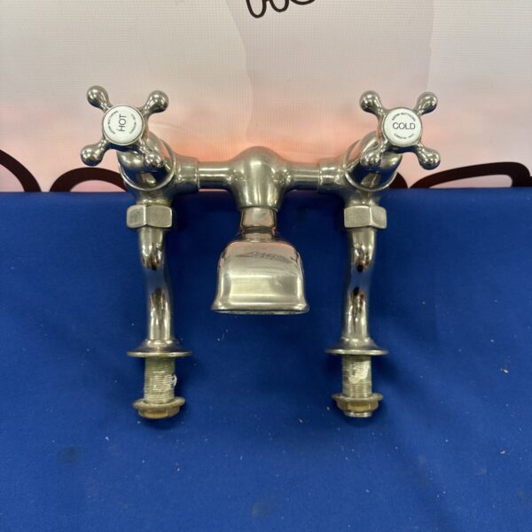 Vintage brass Aston Matthews London mixer tap for bathroom restoration.
